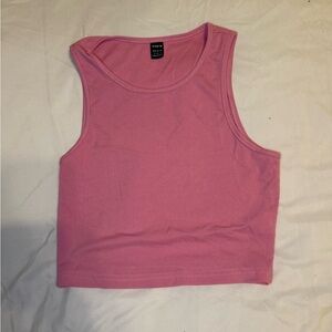 Pink Ribbed Crop Top